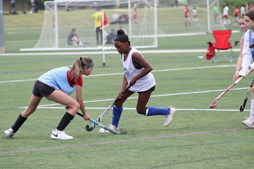 Field hockey action